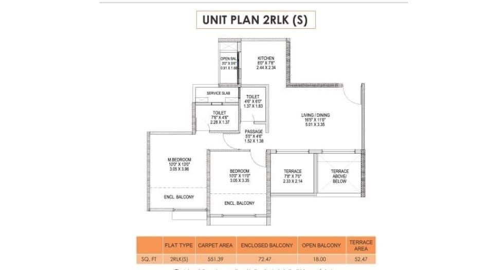 Park-Astra-Floor-Plan-2 BHK-694 Sqft